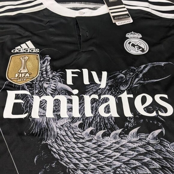 Ronaldo #7 Real Madrid 2014/15 Adidas UCL Longsleeve Black Dragon Jersey - Picture 4 of 15
